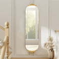 thumbnail image 3 of CBJCBJ 61.5"x20" Floor Length Mirror with Stand, Frameless Mirror with Carved Metal Feet, Glod, 3 of 8