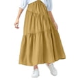 thumbnail image 2 of Daiosportswear Girls' Maxi Skirts with Pockets Tiered Elastic Waist Long Flowy Swing Ruffle Pleated Casual Skirts Yellow, 2 of 5