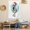 thumbnail image 2 of Christmas Tapestry, Funny Zebra with Santa Hat Modern Design Xmas Design Contemporary Art, Wall Hanging for Bedroom Living Room Dorm Decor, 60W X 80L Inches, Pale Blue Dark Grey, by Ambesonne, 2 of 5