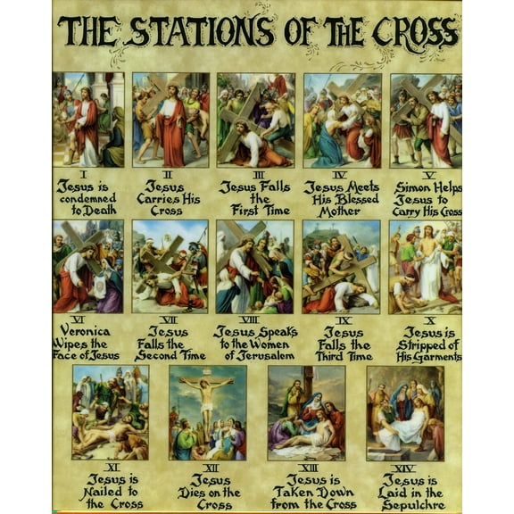 Catholic print picture - stations - 8" x 10" ready to be framed