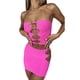 thumbnail image 3 of VISgogo Conjunto de Traje Femenino de 2 Piezas, Chaleco Corto Ahuecado Sin Tirantes de Color Sólido + Paquete de Falda de Cadera para Verano, S/M/L/XL VISgogo  moda, 3 of 9