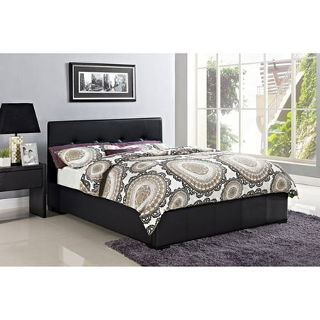 Novara Full Faux Leather Upholstered Bed with Headboard, Black