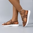 thumbnail image 5 of Vacation Sandals for Women, Wedge Sandals Open Toe Sandals for Women Summer Comfortable Dressy Platform Wedges Shoes Wide Width Buckle Ankle Strap Hollow Out Beach Athletic Walking Sandal, Brown 8, 5 of 7
