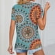 thumbnail image 4 of Blusa estampada de encaje de guipur Blusa de guipur de manga corta con pétalos y escote en V para mujer Azul XXL, 4 of 6