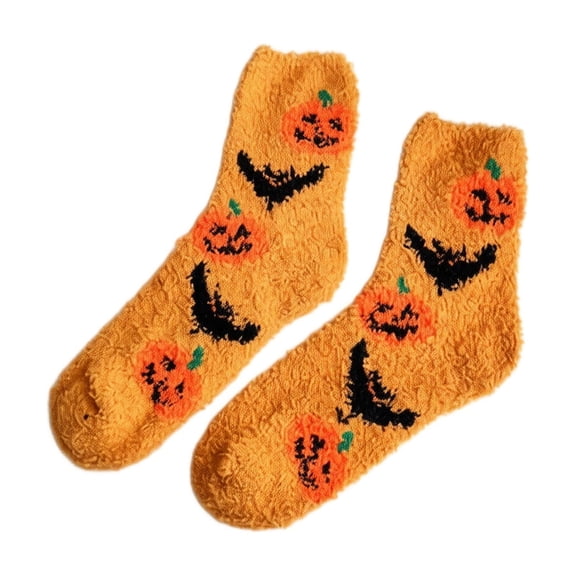 Voska Womens Halloween Thick Cozy Mid Calf Socks Novelty Fun Pattern Breathable Fall Winter Warm Socks