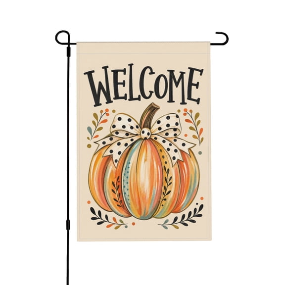Welcome Pumpkin Garden Flag 12x18 Inch - Outdoor Rustic Fall Decor