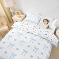 thumbnail image 2 of spefrowx Blue Bow Love Heart Bedding for Kids, Cute Princess Style Duvet Cover Full, Stars Reversible, 3pcs, 1 Duvet Cover and 2 Pillowcases, 2 of 6