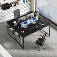 thumbnail image 4 of CONCETTA 63 Inch Computer Writing Desk with Storage Bag, Steel Frame for Home Office Study, Black, 4 of 8
