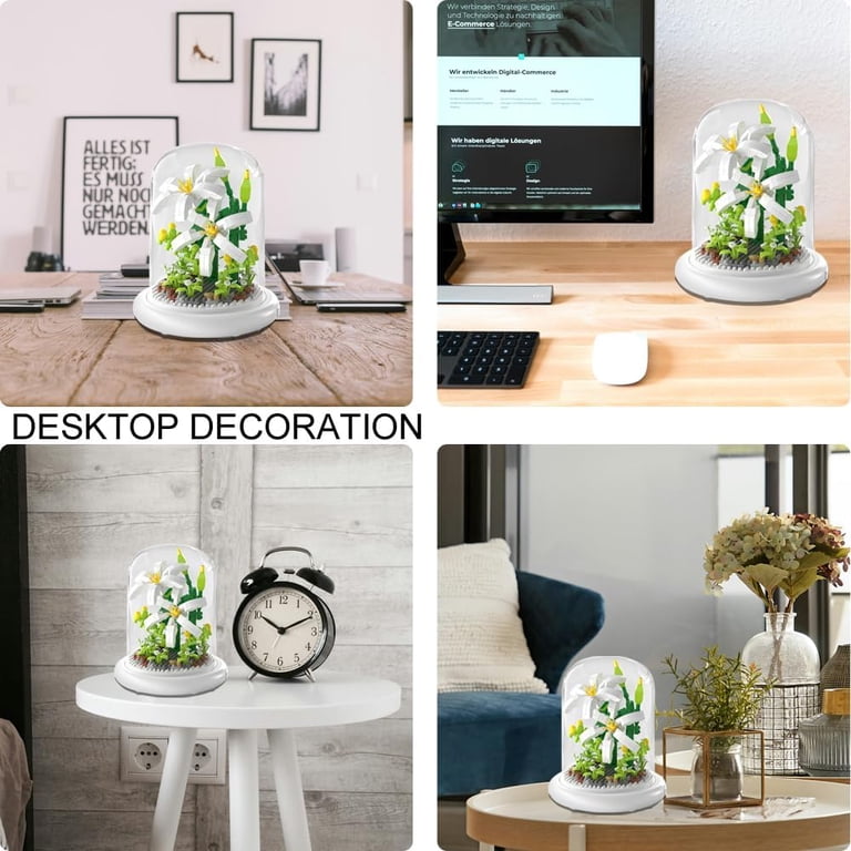 GZBrick Pure White Lily Flower Bouquet Building Set Dust Cover