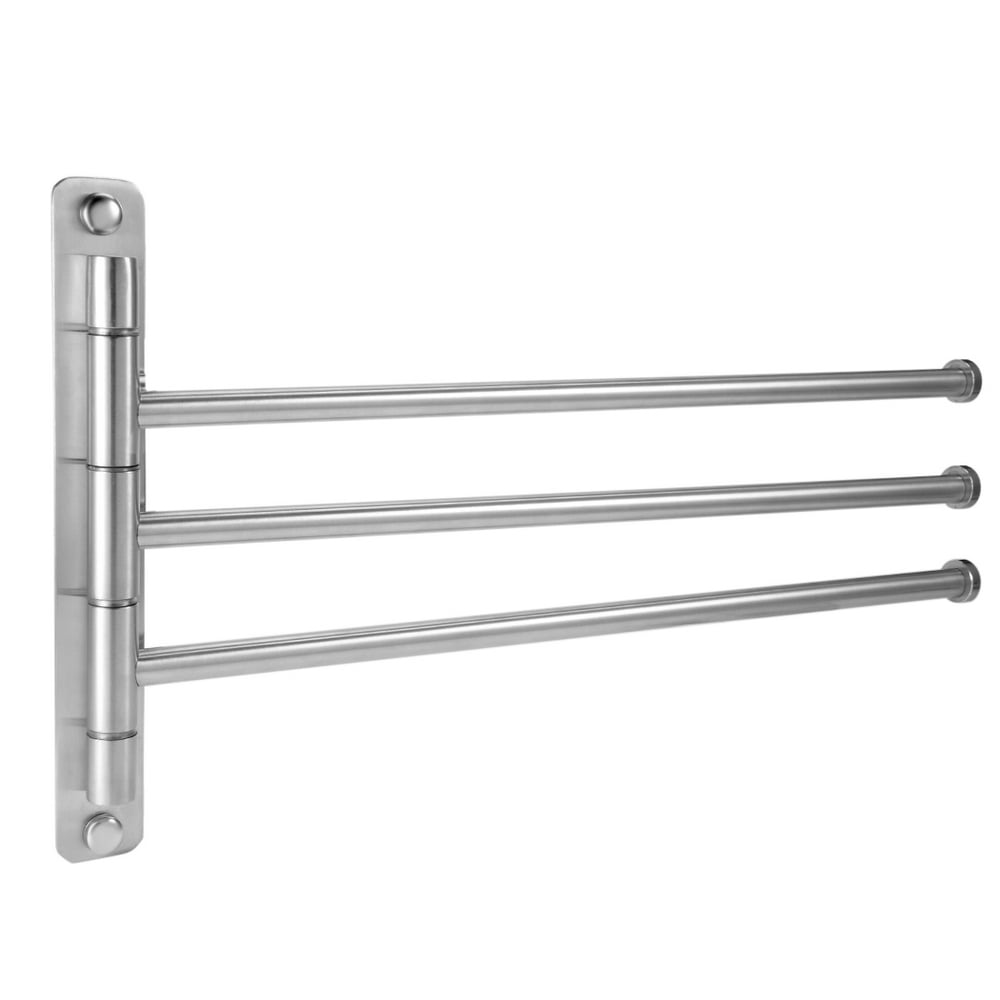 Unique Bargains Home 304 Stainless Steel Bathroom Towel Rail 3 Bar Folding Arm Swivel Brushed