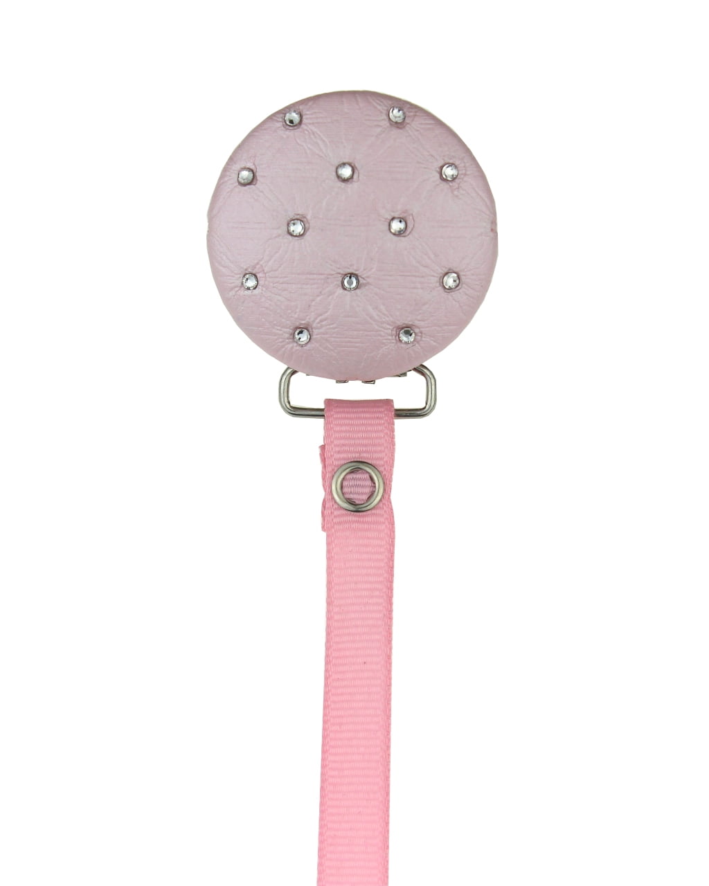 Quilted Faux Leather with Crystals Pacifier Clip