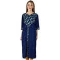 thumbnail image 6 of Bimba Women Straight Kurta Kurti Blue Rayon Tunic Casual Summer Indian Blouse, 6 of 7