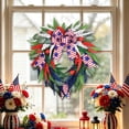 thumbnail image 7 of Patriotic 4th of July Wreath for Front Door Red White Blue Independence Day Memorial Day Summer Farmhouse Wall Door Decoration(F,One Size), 7 of 7