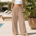 thumbnail image 2 of Women's Plus Size Linen Pants, Drawstring Waist, Loose Casual Joggers, Breathable Summer Wide Leg, 2 of 9