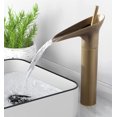 thumbnail image 4 of Grifo de baño de bronce antiguo, grifo de lavabo de cascada, grifo mezclador de lavabo alto de un solo mango, grifo de baño con válvula de cerámica, G 3/8 JFHHH pequeña, 4 of 5