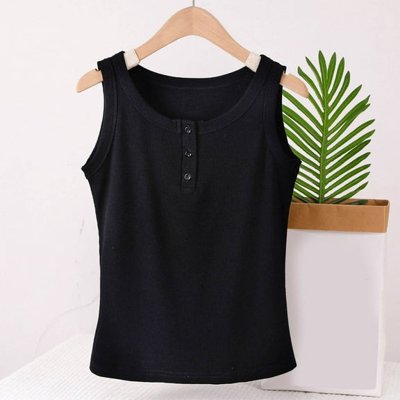 Levmjia Women Tank Top Oversized Camisole Sleeveless Round Neck Solid Color Summer Casual Comfortable Stretchy Soft Fabric Daily Wear Fashion Blouse