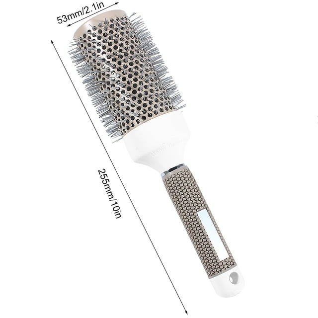 Curling Hair Round Comb, Sizes Style Salon Barber Brushes High Temperature Ceramic Iron Round Comb Portable Airdressing Tool