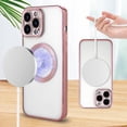 thumbnail image 4 of Magnetic Clear Case for iPhone 14 Pro Max 6.7 Inch 2022, Electroplated Magnetic Clear Slim Case for Women and Men [Military Drop Protection] Tempered Screen Protector(Pink), 4 of 11