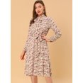 thumbnail image 2 of INSPIRE CHIC Robe Ceinturée à Imprimé Floral Vintage en Mousseline à Manches Longues à Col Noué pour Femme, 2 of 6