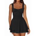 thumbnail image 3 of Women'S Square Neck Sleeveless Dress with Pleated Waist Tiered Hem Elegant Summer Midi Gown, 3 of 7