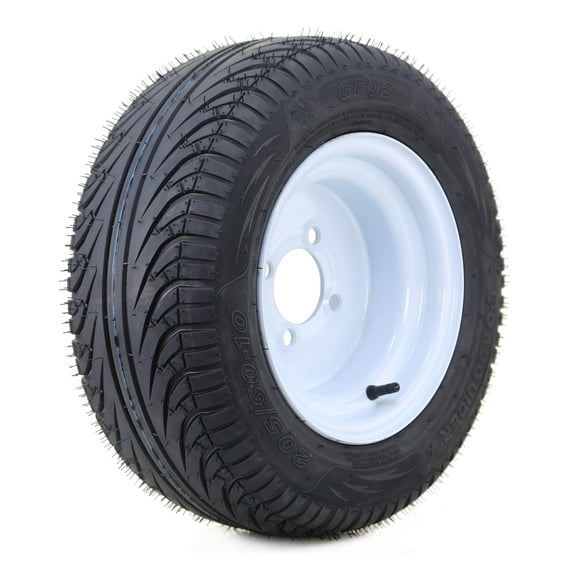 LIBRA 205/50-10 Golf Cart Tire Wheel Assembly w/ 4 Lugs on 4" PCD White Steel Wheel -14037