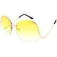 thumbnail image 2 of Women's Rimless Oversize Sunglasses Curved Metal Arms Round Color Tinted Lens 67mm (Gold / Yellow Gradient), 2 of 4