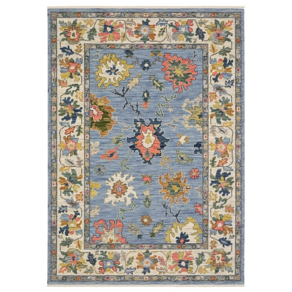 Oriental Weavers Lucca Wool Blend Area Rug - 2889A - 6'7" x 9'6" - in Blue/ Multi - Vintage Inspired, Wool Blend, Dining, Living Room Rug