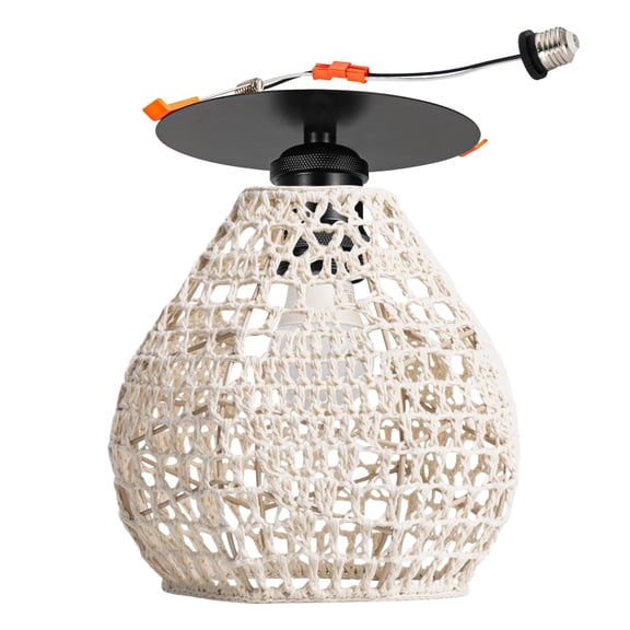 Kiven Can Lights Retrofit Recessed Lighting, Replacement Conversion Kit for 2-3.5in Holes,Hemp Rope Farmhouse Recessed Lighting Converter Kit for Hallway Kitchen,White TB3336