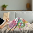 thumbnail image 3 of Saying Soft Flannel Fleece Blanket, Hello Summer Colorful Typography Print Holiday and Vacation Theme Geometric Design, Cozy Plush for Indoor and Outdoor Use, 70" x 90", Multicolor, by Ambesonne, 3 of 5