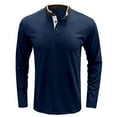 thumbnail image 5 of IROINNID Savings Mens Pullover Shirts Long Sleeve Stand-up Collar Stitching T-shirt Long-sleeved Pullover Stand-up Collar Collar Blouse Tops,Dark Blue, 5 of 5