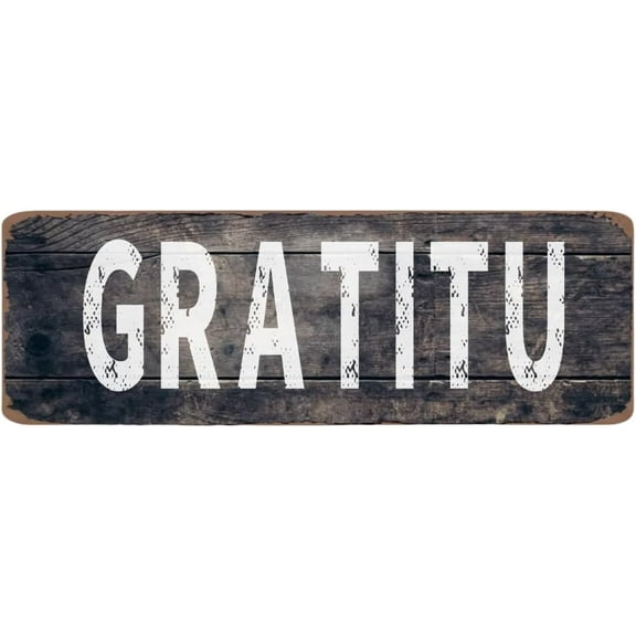 Vintage Metal Tin Sign 4"x16" GRATITUDE Retro Wall Decor for Home, Cafe, and Garden - Aluminum Sign for Men & Women