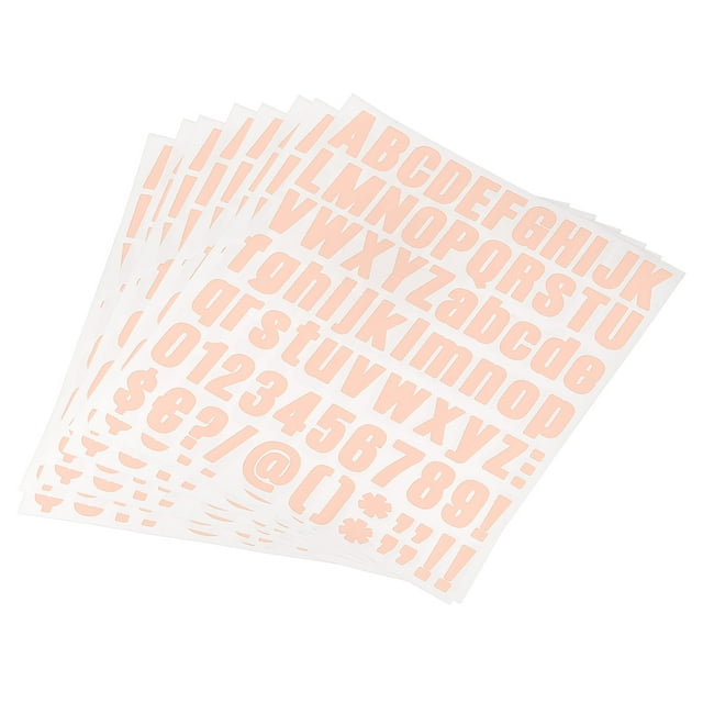 Uxcell 1 inch Self Adhesive Waterproof Vinyl Letter Number Sticker Set, 8 Sheet Light Pink