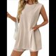 thumbnail image 1 of Conjunto de Dos Piezas de Suéter y Pantalones Cortos A Juego para Mujer, Ropa de Verano para Viajes y Vacaciones, Sin Mangas, de Punto. Albaricoque M, 1 of 8