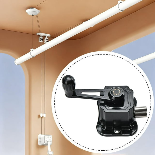 Accesorio de Manivela para Colgador de Ropa Recambio Elevador Prendas para Tendedero Reparador Aluminio y Acero Adaptador Interior Exterior Adecuado para Mantenimiento y Lavandería Hogar Negro