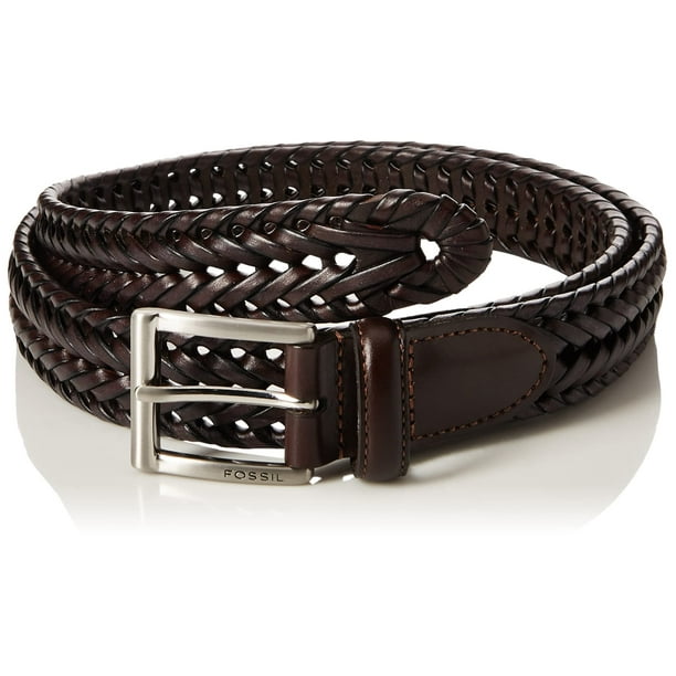 Cinturón trenzado casual de cuero para hombre, talla 40, color coñac
