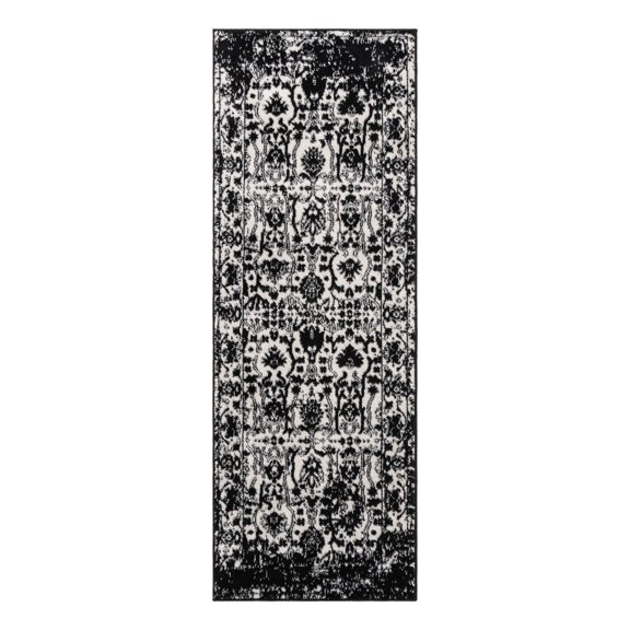 Unique Loom Portland Collection Area Rug - Central (2' x 6' 1" Runner Black and White/Black)