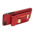 thumbnail image 3 of ELEHOLD for iPhone 7 Plus / 8 Plus Zipper Pocket Case, Flip PU Leather Wallet Crossbody Shoulder Strap Lanyard Case with Credit Card Holder Women RFID Blocking Protective Purse Cover, red, 3 of 7