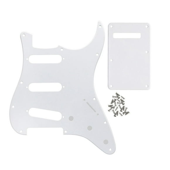 IKN 1Ply White Strat Pickguard Backplate Set for 3 Single Coil Pickups-11 Hole, come with Pickguard Screws