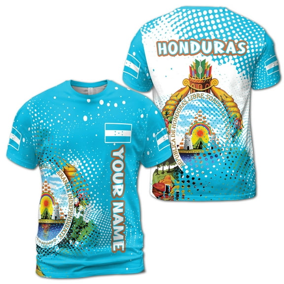 Custom Name I Love Honduras Coat of Arms T-shirt S-5XL