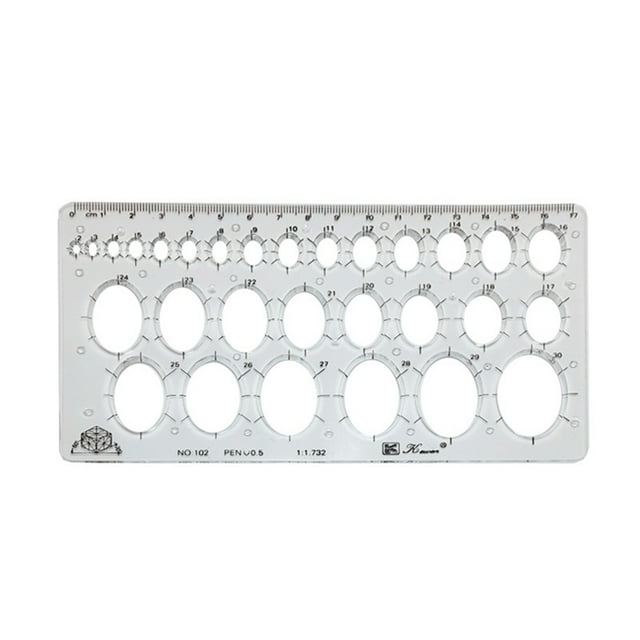 ruzhgo Règle Transparente Échelle Règles Portables Outil de Mesure Multifonctionnel Gabarit Cercle de Dessin Fourniture pour Charpentier École Petit Ovale Petit Ovale