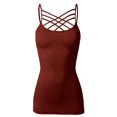 thumbnail image 2 of URBAN DAIZY Women's Seamless Triple Criss Cross Front Cami Top Lattice Strappy Tank Spaghetti Strap Camisole Undershirt A33_6660 Fired Brick L/XL, 2 of 7