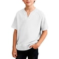 thumbnail image 2 of SROBPTY Teen Boys Summer Short Sleeve Tops Solid Fashion Lightweight V Neck Tee Shirts for Daily Use, 2 of 4