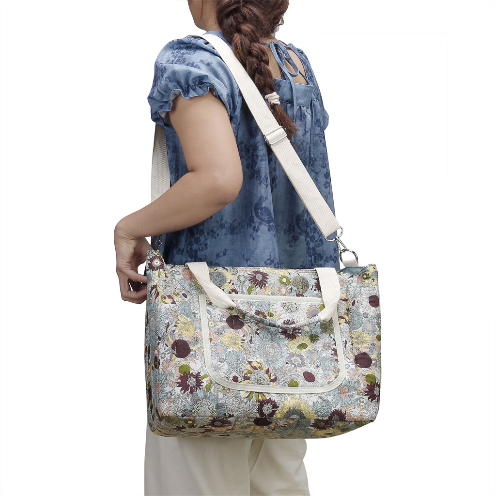 Jesscasday Mom Bag with Flower Pattern Large Capacity Women Diaper Bag Shoulder Bag Handbag Multiple Compartment Splashproof Bag