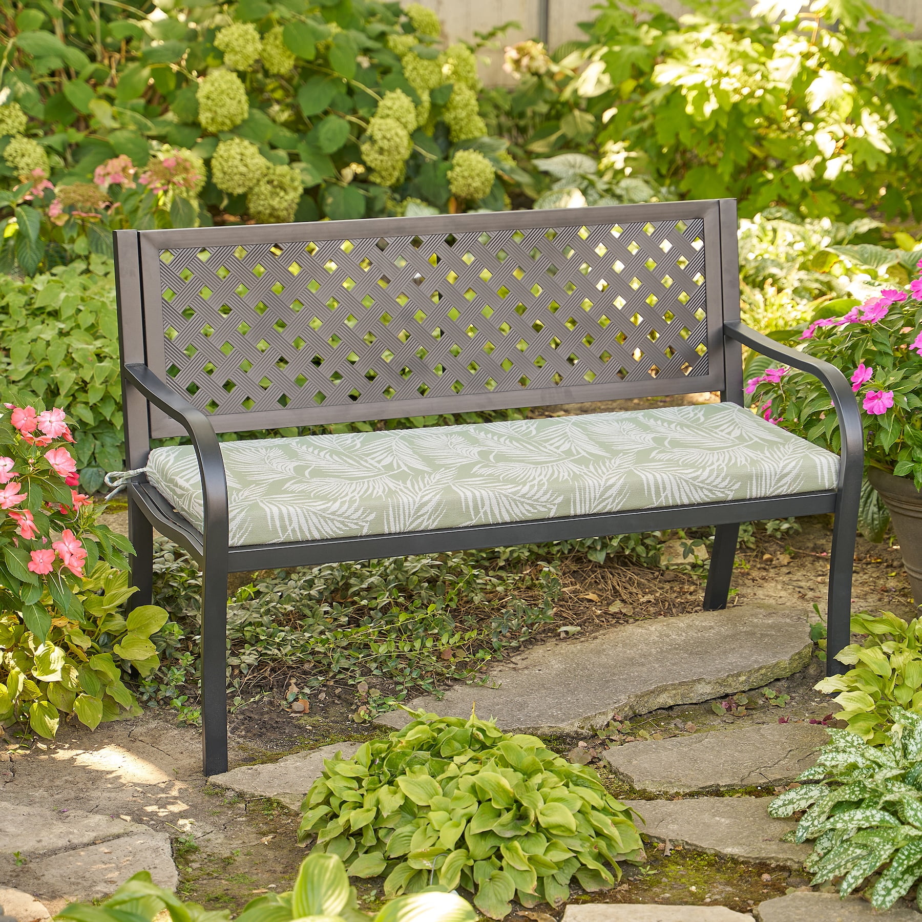 Better Homes & Gardens 48" x 18" Premium Outdoor Bench Seat Cushion, 1-Piece, Palm Green