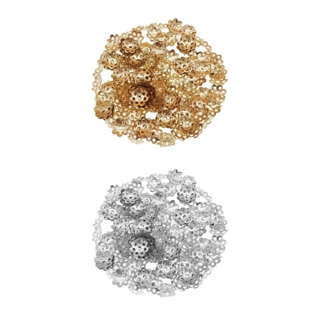 600Pcs Plated Filigree Flower Bead Caps 6mm/8mm for DIY Silk
