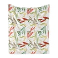 thumbnail image 1 of Leaf Soft Flannel Fleece Blanket, Abstract Faded Floral Images and Retro Patterns with Old Fashioned Traditional Texture, Cozy Plush for Indoor and Outdoor Use, 50" x 70", Multicolor, by Ambesonne, 1 of 5
