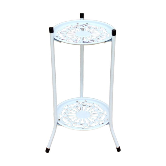 Leodye 1PCS Iron Flower Stand Double Layer Flower Pot Rack Gardening Potted Rack Suitable for Balcony Indoor and Courtyard -19.6x11.8x9.4in
