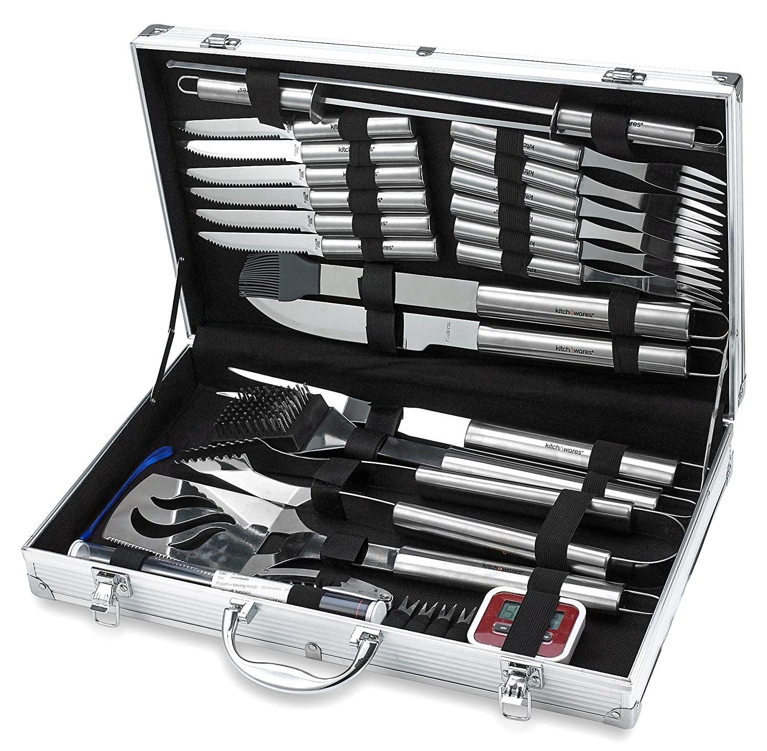 31 Piece Stainless Steel BBQ Accessories Tool Set Includes Aluminum Storage Case for Barbecue