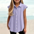 thumbnail image 2 of Girls Shirts, Boys Plus Size Turn Down Collar Short-sleeved Shirts Kids Loose Tunic Aged 3-14, 2 of 7