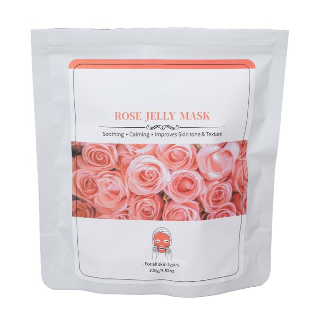 Mascarilla facial de gelatina hidratante de rosas en polvo 100 g, refinadora y suavizante, elimina las arrugas